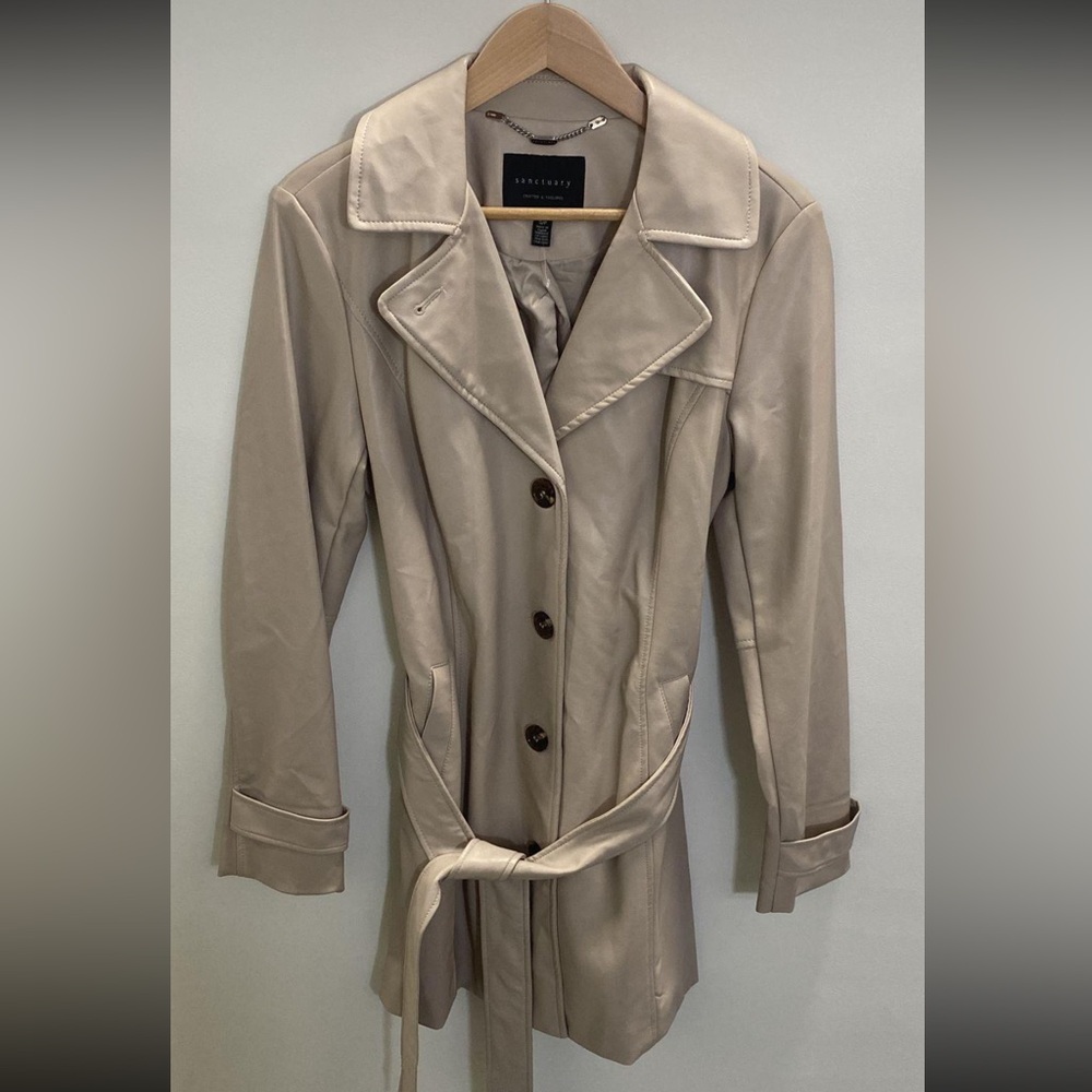 Sanctuary Tan Non Leather Short Trench Coat Size S